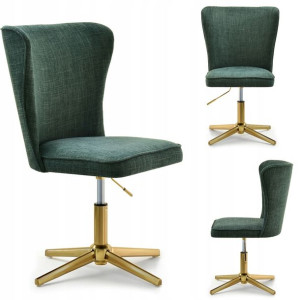 Designerskie Krzesło Do Jadalni Salonu Fotel Sella Cross Zielone Złota Noga