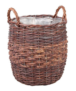 Okrągły Kosz Wiklinowy Z Uchwytami Na Kwiaty 26x26x25/31 Cm