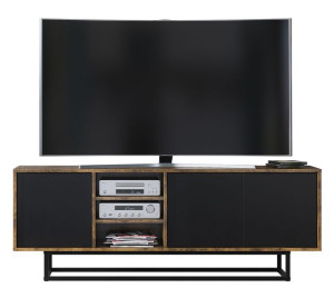 Komoda Stolik Szafka Rtv Tv Loft Retro Industrial Brąz Czarny Lft003a
