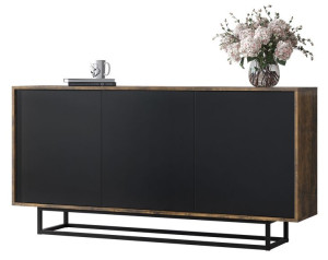 Komoda Stolik Szafka Loft Retro Industrial Brąz Czarny Mat Lft102