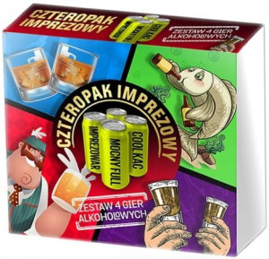 4pak Imprezowy Gra Alkoholowa Towarzyska Zestaw Plansza Ruletka Karty