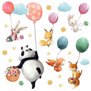 MEGA naklejki na ścianę BALONY zwierzątka 350cm