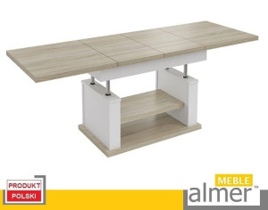 Ława Ławostół Stół L06 Dąb Sonoma Biały Mat 120/200x70 Rozkładany