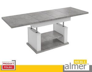 Ława Ławostół Stół L06 Beton Jasny Biały Mat 120/200x70 Rozkładany