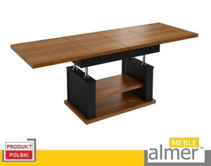 Ława Ławostół Stół L06 Orzech Ecco Czarny 130/210x80 Rozkładany