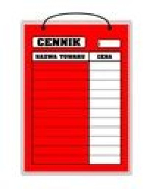 Tablica laminowana A4 - cennik czerwony