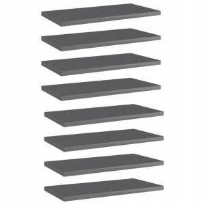 Płyta Meblowa Półka 8 Szt. Połysk Szara 40x20x1,5