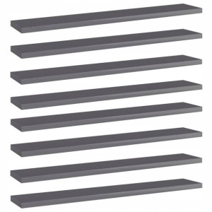 Płyta Meblowa Półka 8 Szt. Połysk Szara 60x10x1,5