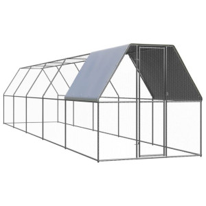 Klatka zewnętrzna dla kurcząt, 2x10x2 m, stal galwanizowana