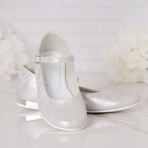 Buty wizytowe srebrne dziewczęce KBD-820 - Rozmiar: 37