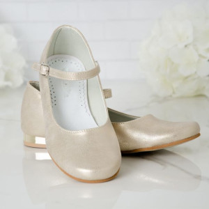 Buty wizytowe złote dziewczęce KBD-820 - Rozmiar: 32