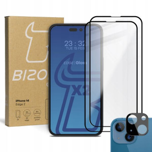 2x Szkło + 1x szybka na aparat BIZON do iPhone 14