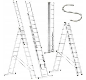Drabina Aluminiowa 3x11 Rozkładana Stabilna Gratis