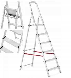 Domowa Drabina Aluminiowa 6 Stopniowa Rozkładana