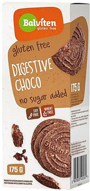 Herbatniki kakaowe Ciastka Digestive Choco Bez Cukru bezglutenowe 175 g - B
