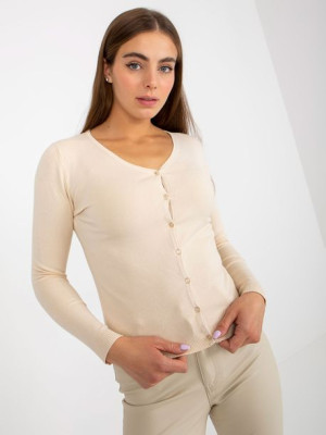 Jasnobeżowy dopasowany sweter rozpinany ONE SIZE