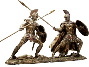 Hektor i Achilles w scenie walki spod Troi, realistyczne figurki