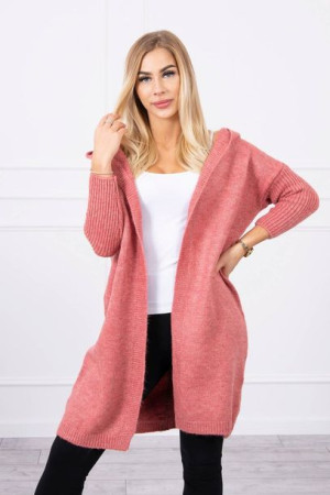 Sweter Damski Luźny Z Kapturem Ciemny Różowy