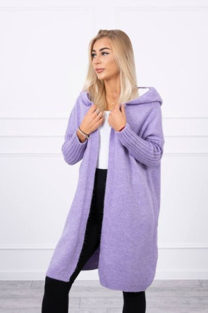 Sweter Damski Luźny Z Kapturem Fioletowy