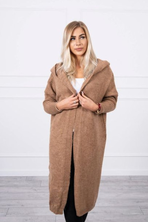 Sweter Damski Luźny Z Kapturem Camelowy
