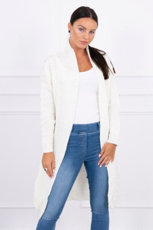 Sweter Damski Kardigan Splot Warkocz Ecru