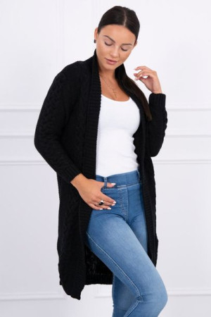 Sweter Damski Kardigan Splot Warkocz Czarny