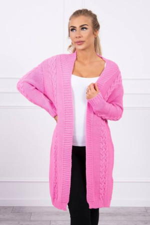 Sweter Damski Kardigan Splot Warkocz Jasny Różowy