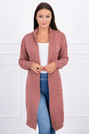 Sweter Damski Kardigan Splot Warkocz Ciemny Różowy