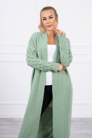 Sweter Z Bąbelkami Na Rękawie Ciemny Miętowy