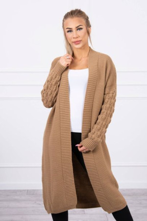 Sweter Z Bąbelkami Na Rękawie Camelowy