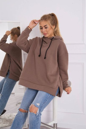 Bluza Damska Ocieplana Z Suwakiem Na Boku Mocca