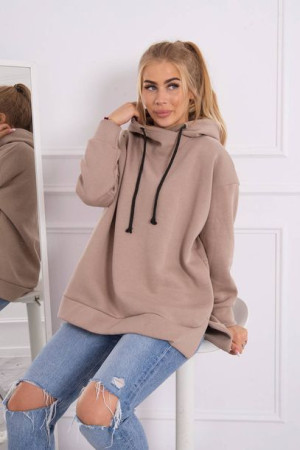 Bluza Damska Ocieplana Z Suwakiem Na Boku Ciemno Beżowa