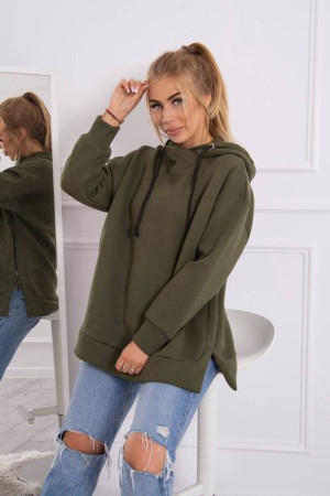 Bluza Damska Ocieplana Z Suwakiem Na Boku Khaki