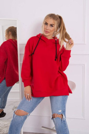 Bluza Damska Ocieplana Z Suwakiem Na Boku Czerwona
