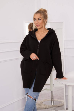 Bluza Ocieplana Rozpinana Z Dłuższym Tyłem Czarna