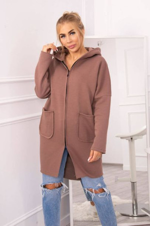 Bluza Ocieplana Rozpinana Z Dłuższym Tyłem Mocca