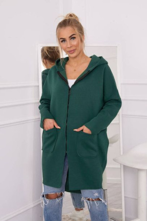 Bluza Ocieplana Rozpinana Z Dłuższym Tyłem Ciemny Zielony