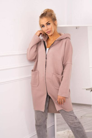 Bluza Ocieplana Rozpinana Z Dłuższym Tyłem Beżowa