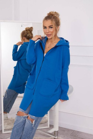 Bluza Ocieplana Rozpinana Z Dłuższym Tyłem Chabrowa