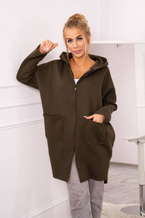 Bluza Ocieplana Rozpinana Z Dłuższym Tyłem Khaki