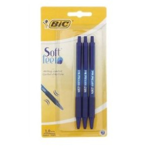 Długopis BIC Soft Feel niebieski cienkopis biurowy szkolny 3 sztuki