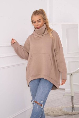Bluza Damska Ocieplana Oversize Ciemno Beżowa