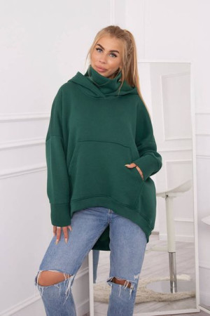 Bluza Damska Ocieplana Oversize Ciemno Zielona