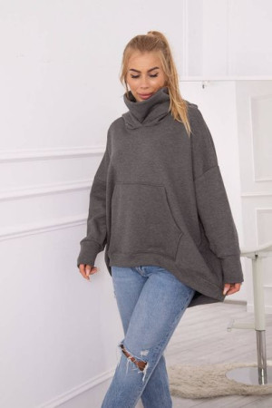 Bluza Damska Ocieplana Oversize Grafitowa