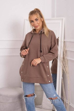 Bluza Damska Ocieplana Z Napami Mocca