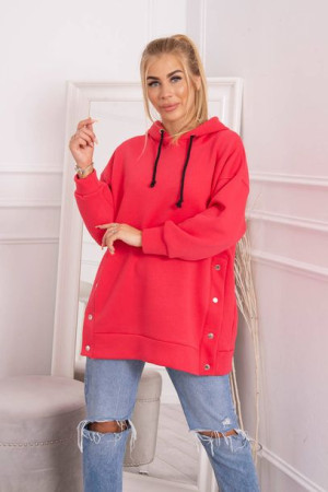 Bluza Damska Ocieplana Z Napami Malinowa