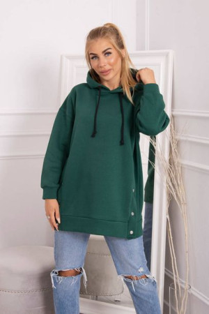 Bluza Damska Ocieplana Z Napami Ciemno Zielona