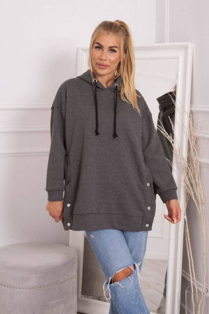 Bluza Damska Ocieplana Z Napami Grafitowa