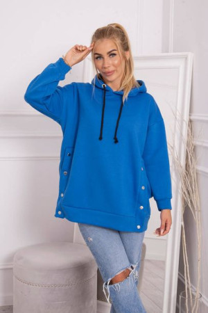 Bluza Damska Ocieplana Z Napami Chabrowa