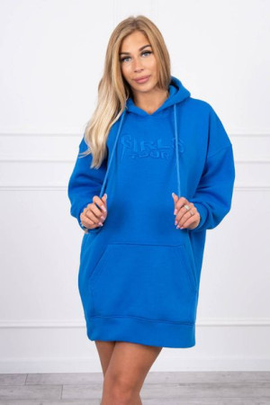 Długa Bluza Damska Ocieplana Z Napisem Oversize Chabrowa